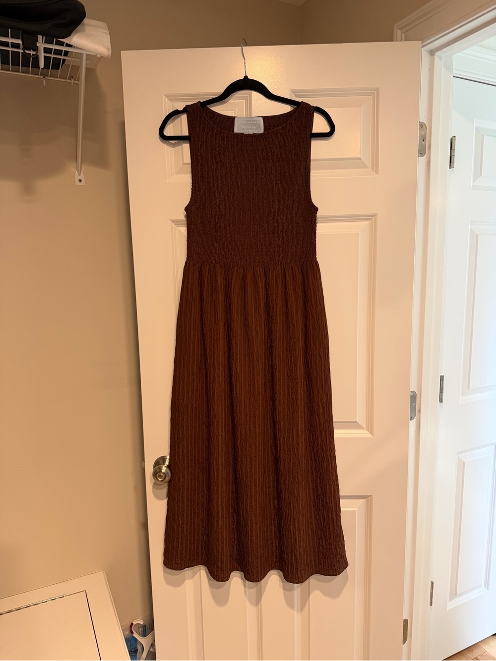 Hill House Cosima Nap Dress in Chocolate Tonal Seersucker - Picture 3 of 4
